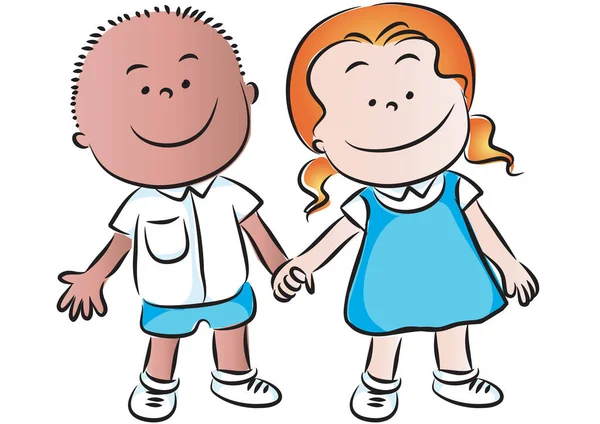 Boy Girl Holding Hands — Stock Vector