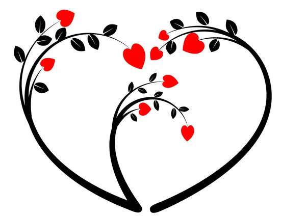 Серце Червоними Ягодами Листям — стоковий вектор