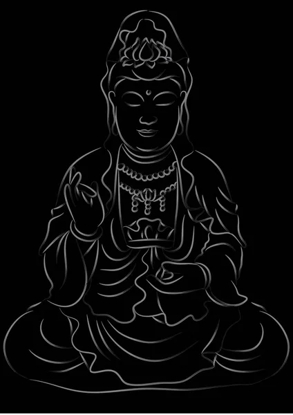 Ilustrație Vectorială Unei Mâini Desenate Dintr Buddha — Vector de stoc