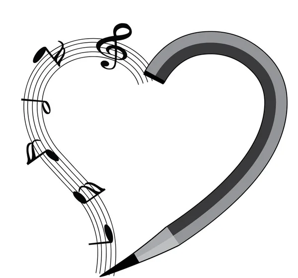 Ilustración Vectorial Corazón Notas Musicales — Vector de stock