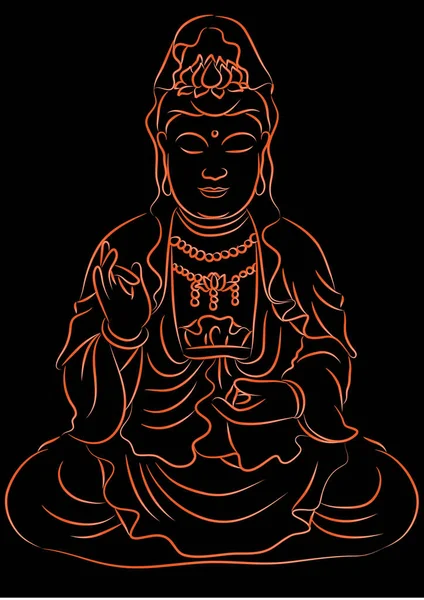 Vektor Illusztráció Egy Buddha Kézrajzáról — Stock Vector