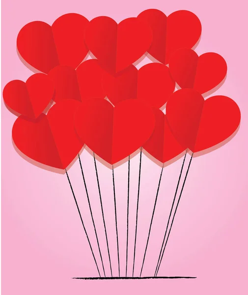 Valentine Day Background Red Balloons — Stock Vector