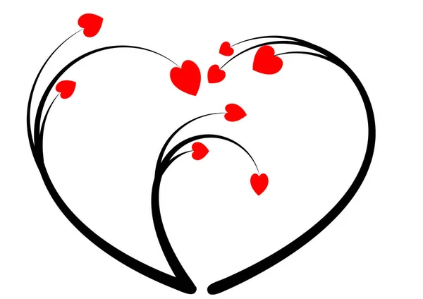 Hjärtform Med Röda Hjärtan — Stock vektor