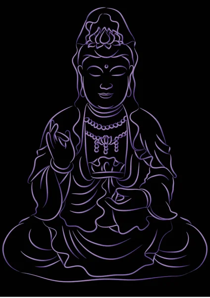 Ilustração Vetorial Uma Mão Desenhada Buddha — Vetor de Stock