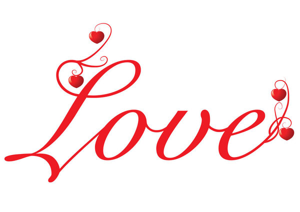 vector illustration of a red heart with a word love
