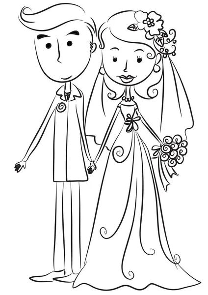 Couple Mariage Amoureux — Image vectorielle