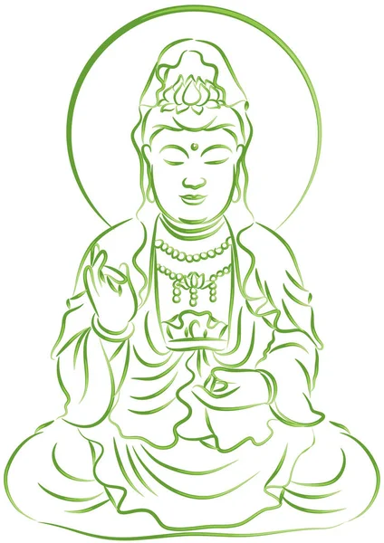 Ilustração Vetorial Uma Mão Desenhada Buddha —  Vetores de Stock