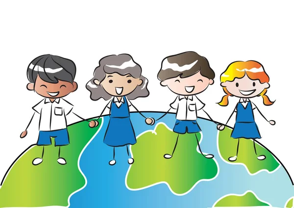 Bir grup çocuğun vektör çizimi