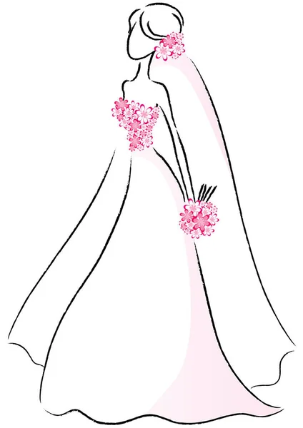 Невеста Свадебном Платье — стоковый вектор
