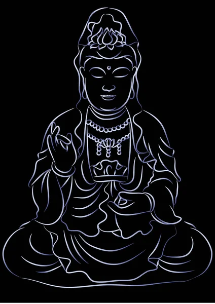 Vektorillustration Einer Hand Die Von Einem Buddha Gezeichnet Wurde — Stockvektor