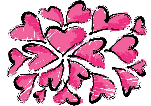 Colección Hermosos Corazones Decorativos Concepto Amor — Vector de stock