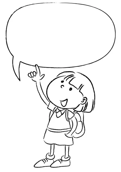 Cartone Animato Felice Bambina Possesso Una Bolla Discorso Vuoto — Vettoriale Stock