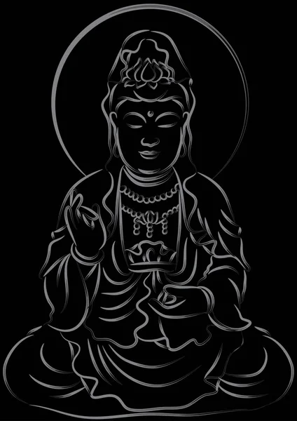 Illustrazione Vettoriale Una Mano Disegnata Buddha — Vettoriale Stock