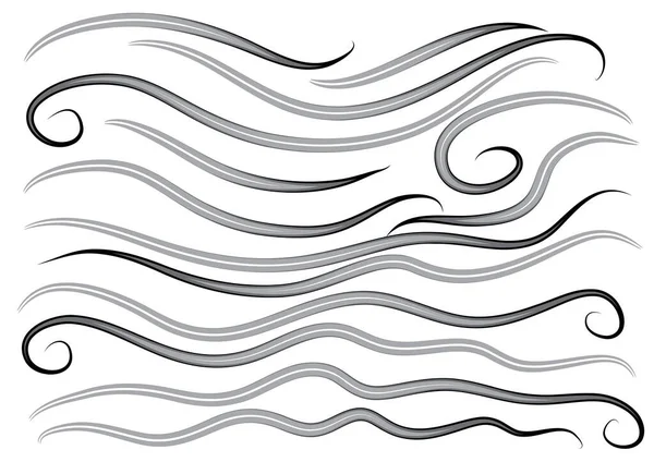 Beyaz arkaplanda izole edilmiş deniz dalgaları kümesi