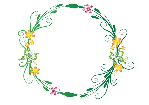 Vector Illustration Floral Wreath — Stock Vector