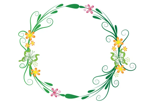 Ilustración Vectorial Una Corona Floral — Archivo Imágenes Vectoriales