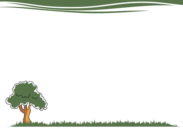 Векторная Иллюстрация Дерева Зеленой Травой — стоковый вектор