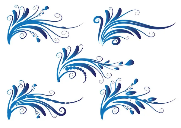 青い渦巻きの花飾り — ストックベクタ