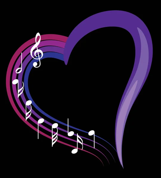 Ilustración Vectorial Corazón Notas Musicales — Vector de stock