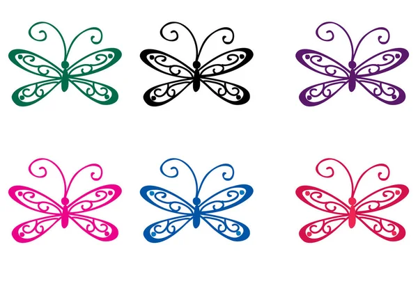 Ensemble Illustrations Vectorielles Papillons — Image vectorielle