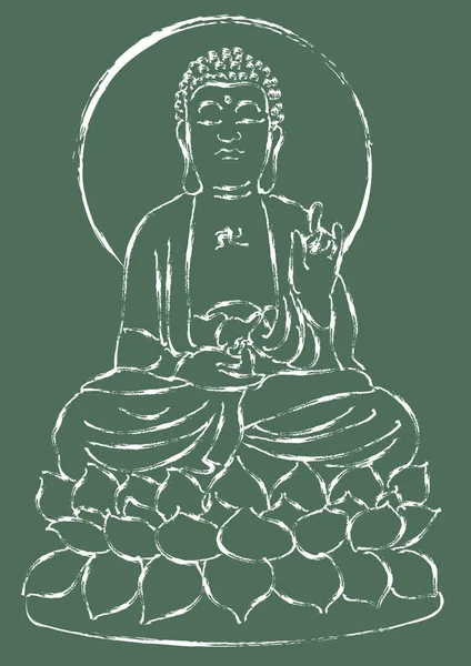 Tekening Van Cartoon Platte Boeddha Vector Illustratie Religie Van Het — Stockvector