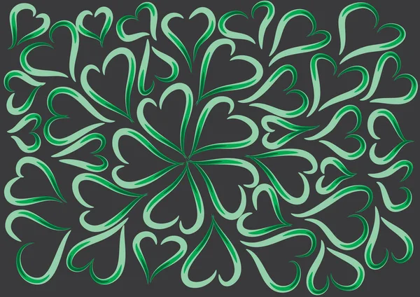 Siyah arka planda yeşil yapraklı pürüzsüz desen