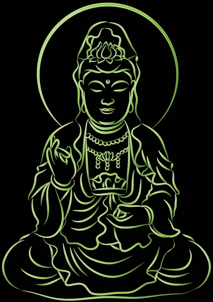 Gambar Vektor Dari Sebuah Kartun Buddha - Stok Vektor