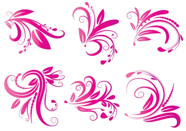 Vector Conjunto Elementos Florales Abstractos — Archivo Imágenes Vectoriales