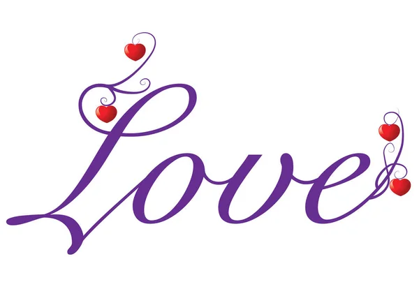 Διανυσματική Απεικόνιση Μιας Ροζ Καρδιάς Μια Λέξη Αγάπη — Διανυσματικό Αρχείο