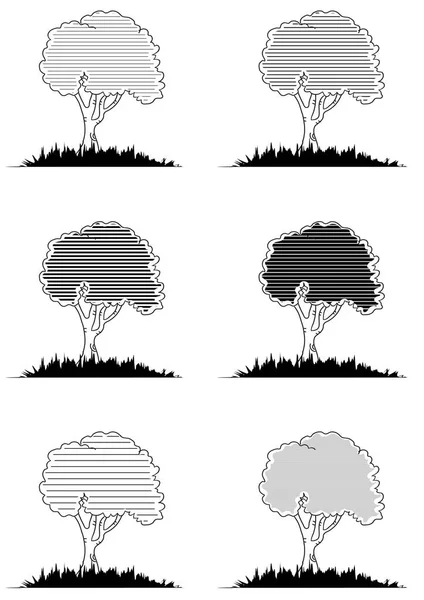 Ensemble Arbres Vectoriels Sur Fond Blanc — Image vectorielle