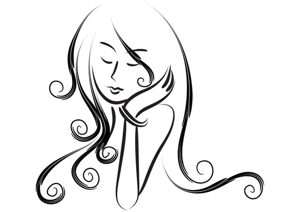 Красива Дівчина Довгим Волоссям — стоковий вектор