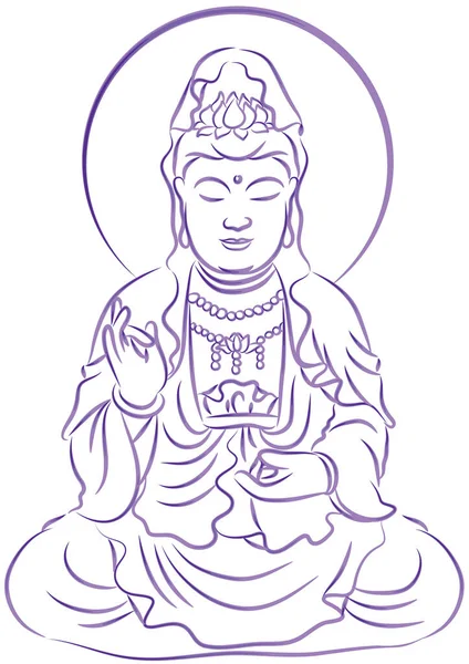 Ilustración Vectorial Una Mano Dibujada Buda — Archivo Imágenes Vectoriales