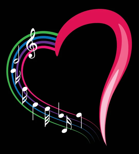 Ilustración Vectorial Corazón Notas Musicales — Archivo Imágenes Vectoriales