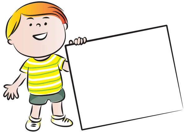 Illustration Boy Holding Blank Board — Stock Vector