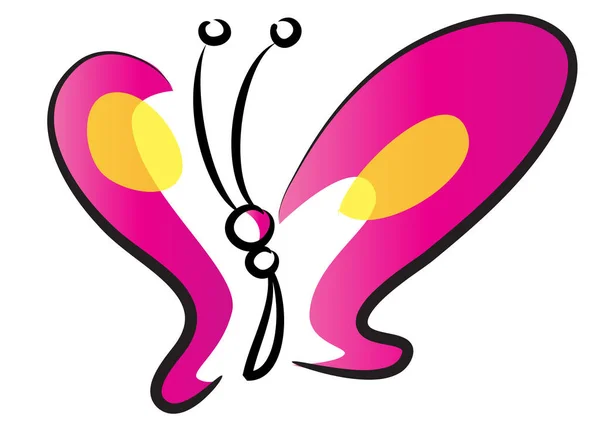 Mariposa Rosa Sobre Fondo Blanco — Vector de stock