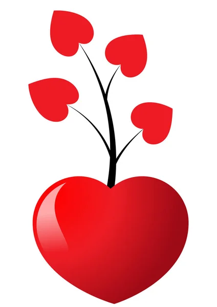 Červená Srdce Jablkem Bílém Pozadí — Stockový vektor