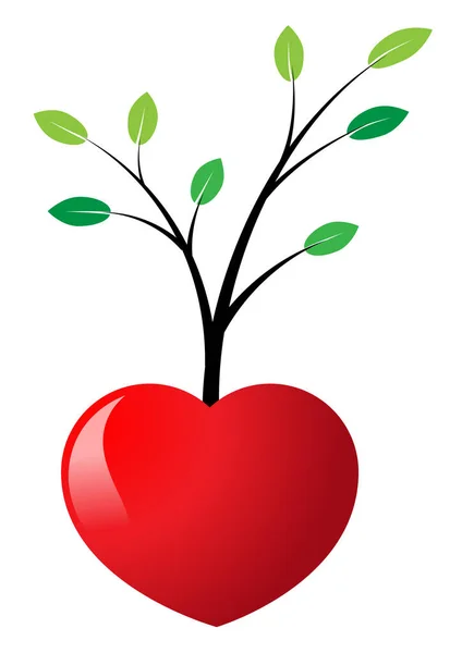 Srdce Červeným Jablkem Bílém Pozadí — Stockový vektor