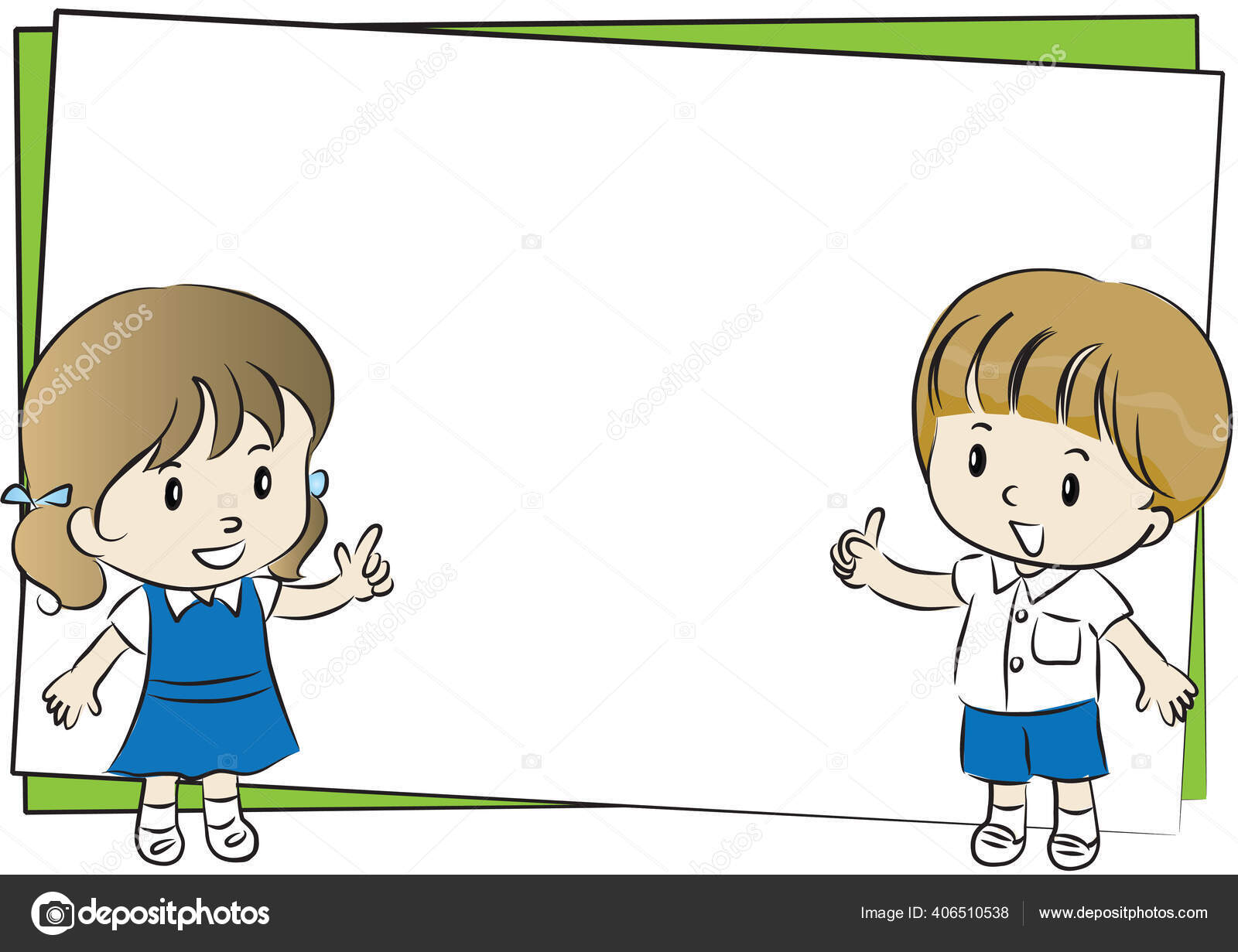 Illustration Kids Writing White Background Stock Vector by ©wenpei