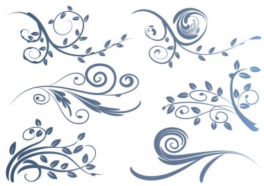 Tasarım için vektör çiçek elementleri kümesi