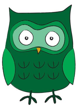 Beyaz arkaplanda sevimli baykuş