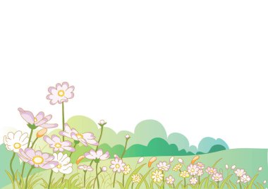 Çiçekler ve kelebeklerle dolu bahar arka planı