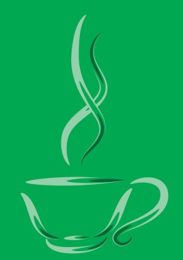 Yeşil arkaplanda kahve fincanı simgesi