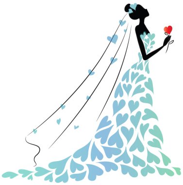 Gelinlikli kız beyaz arka planda