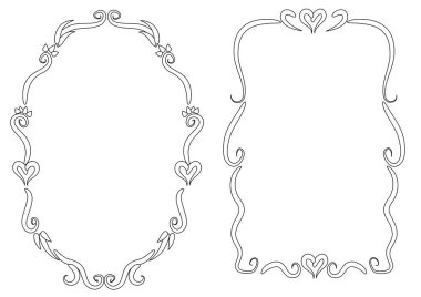 Beyaz arkaplanda izole edilmiş boş alanı olan güzel dekoratif çerçeveler, vektör illüstrasyonu 
