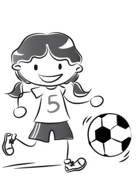 Küçük kız futbol oynuyor.