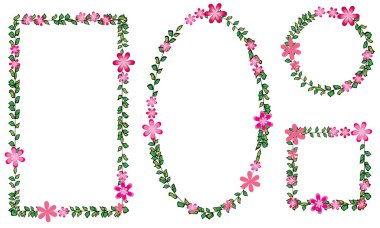 Beyaz arkaplanda izole edilmiş boş alanı olan güzel dekoratif çerçeveler, vektör illüstrasyonu 