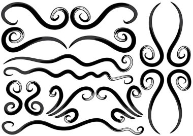 Dekoratif elementlerin siyah ve beyaz vektör çizimi