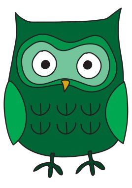 Beyaz arka planda sevimli baykuş