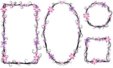 Beyaz arkaplanda izole edilmiş boş alanı olan güzel dekoratif çerçeveler, vektör illüstrasyonu 