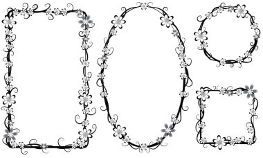 Beyaz arkaplanda izole edilmiş boş alanı olan güzel dekoratif çerçeveler, vektör illüstrasyonu 